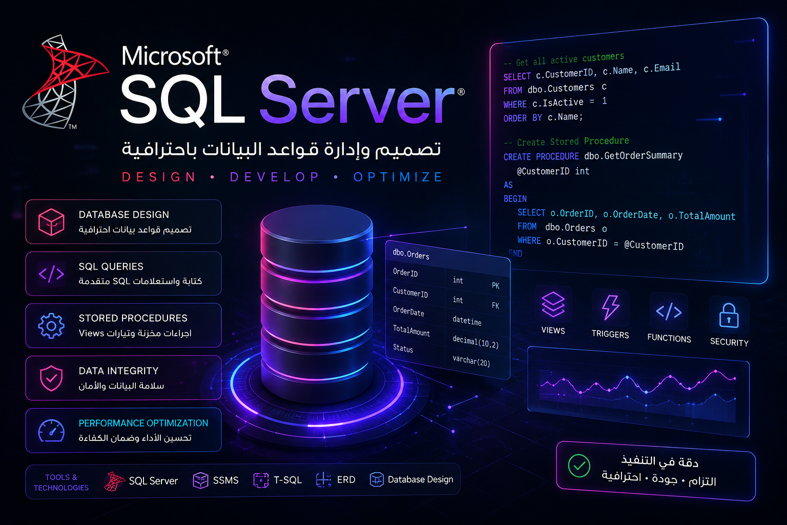 تصميم وإنشاء قاعدة بيانات احترافية باستخدام SQL Server